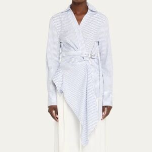 Monse Women’s Striped Belted Asymmetric Wrap Blouse Size 8 NWT